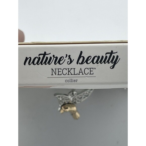 Nature’s Beauty The Hummingbird Charm Two Tone Necklace New - Picture 6 of 7